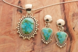 Artie Yellowhorse Genuine Sonoran Gold Turquoise Pendant and Earrings Set